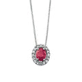 Oval Ruby and Diamond Pendant 9ct White Gold 375 Hallmarked British Made