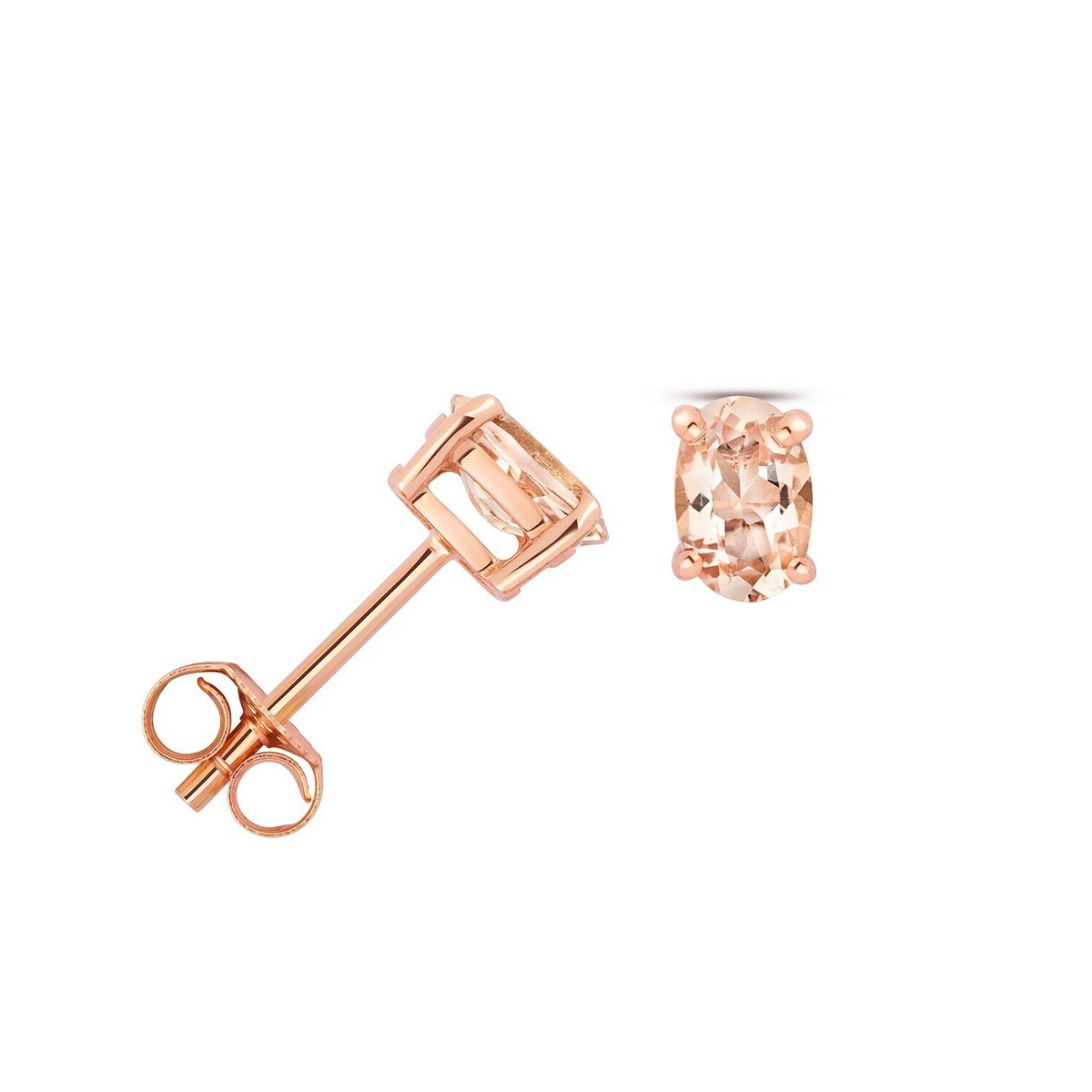 Oval Morganite Earrings 9ct Yellow Gold 375 Hallmarked New Boxed British Made