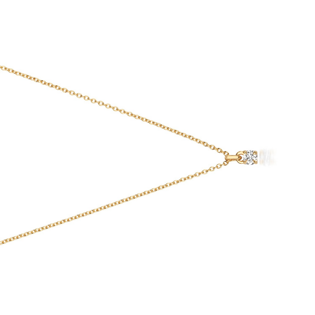 1 Natural Diamond 4 Claw Necklace 18ct Yellow Gold Hallmarked British Made
