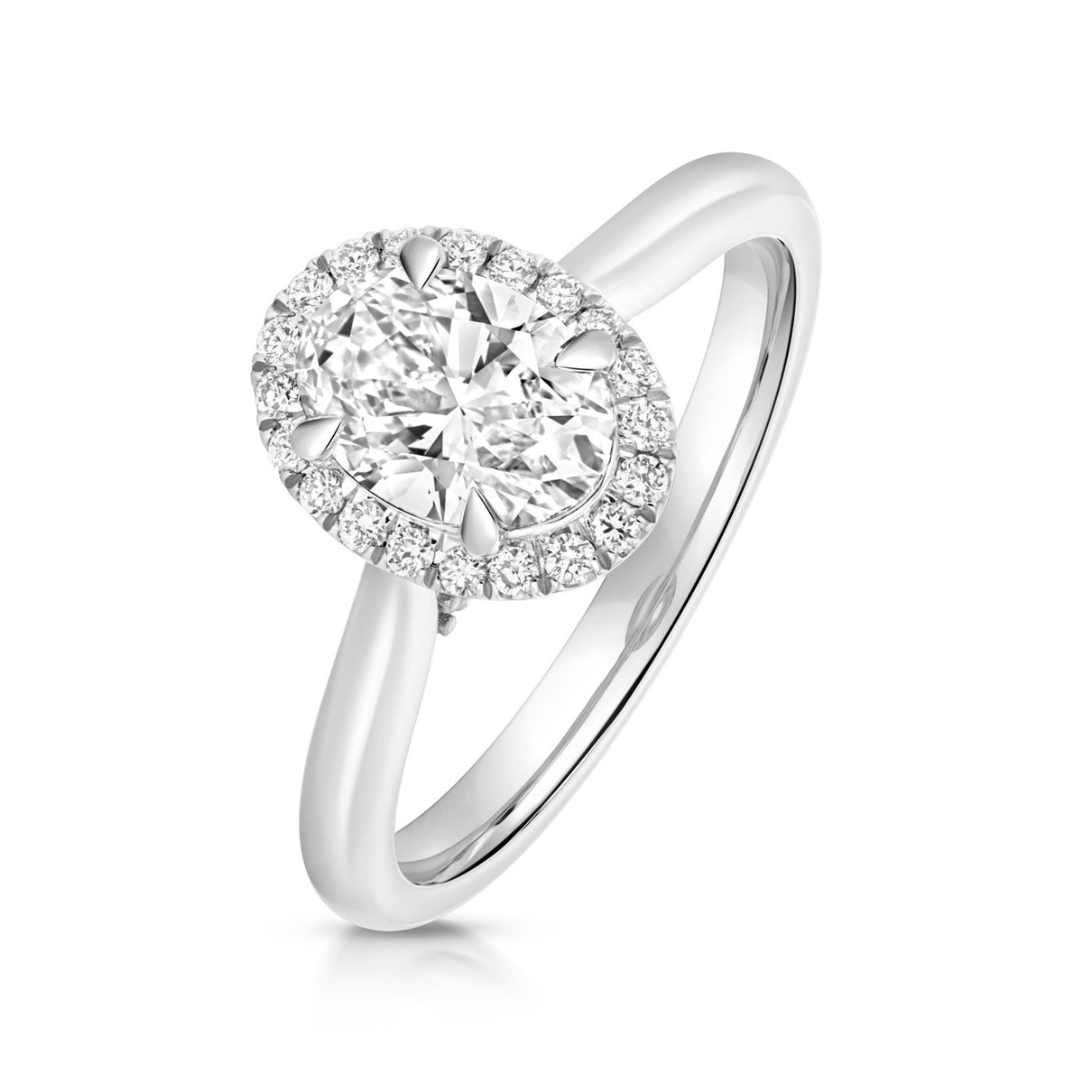 Oval Lab-Grown Diamond Engagement Ring 18ct White Gold Hallmarked Sizes J - Q