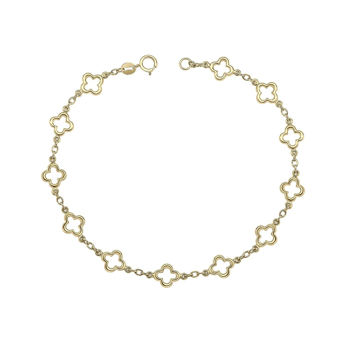9ct Yellow Gold Quatrefoil Tennis Bracelet 375 Hallmarked British Made