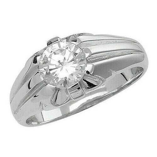 Men's Sterling Silver Solitaire Ring Engagement Gents 925 Hallmark Sizes O - Z