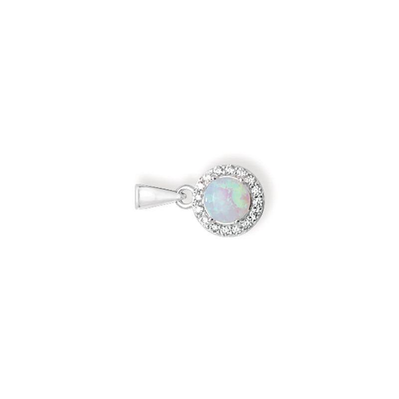 Sterling Silver Halo Opal Pendant 925 Hallmarked British Made All Chain Lengths