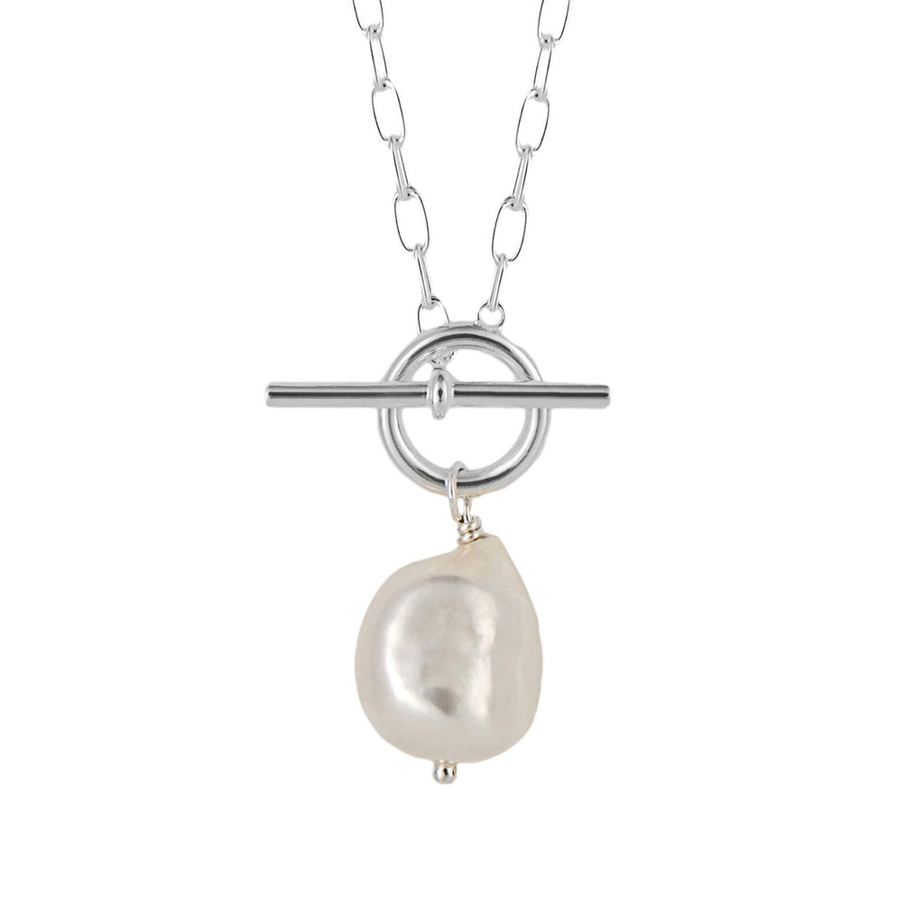 T Bar Pearl Necklace Sterling Silver 925 Hallmarked Brand New Boxed
