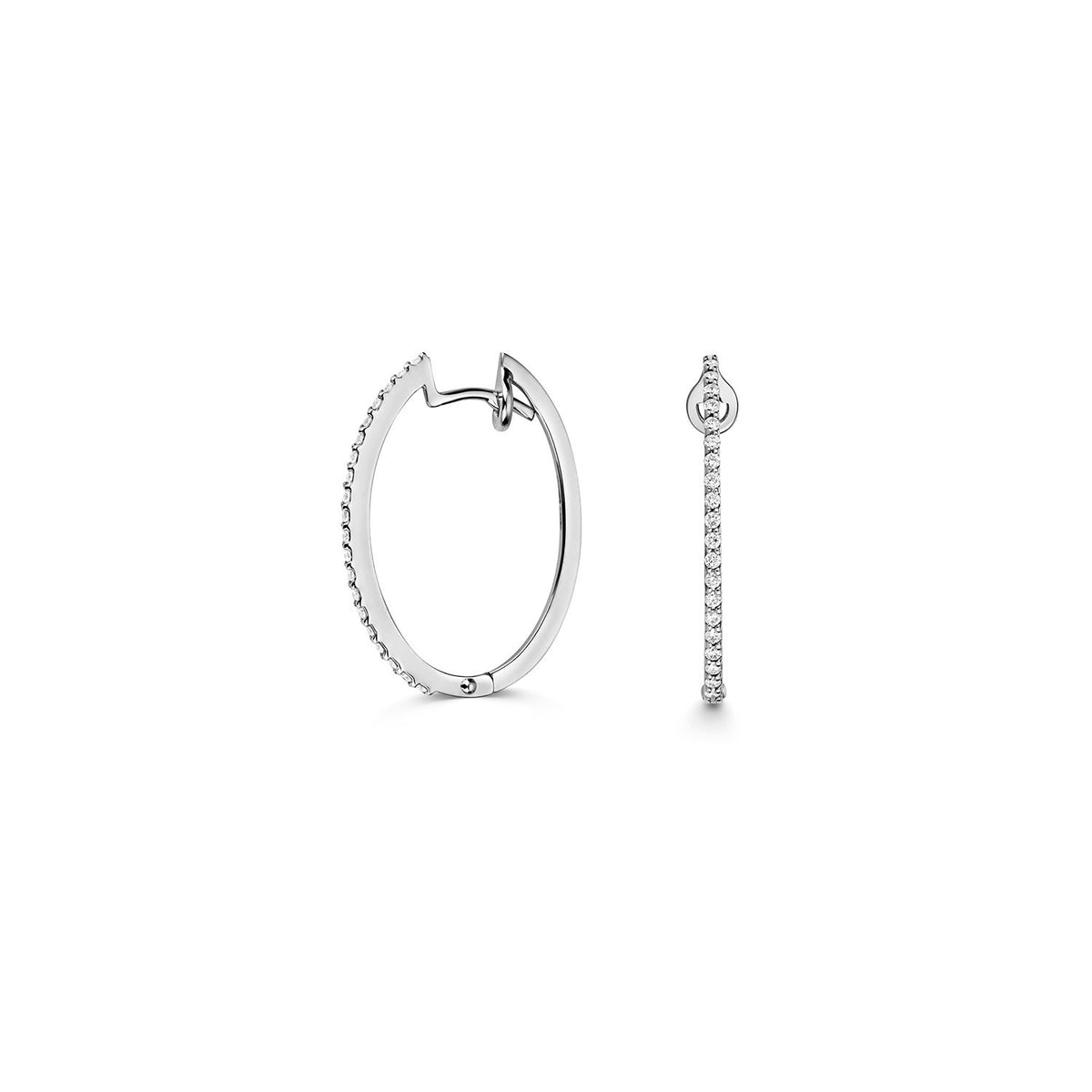 22mm Natural Diamond Hoop Earrings 18ct White Gold Hallmarked British Made