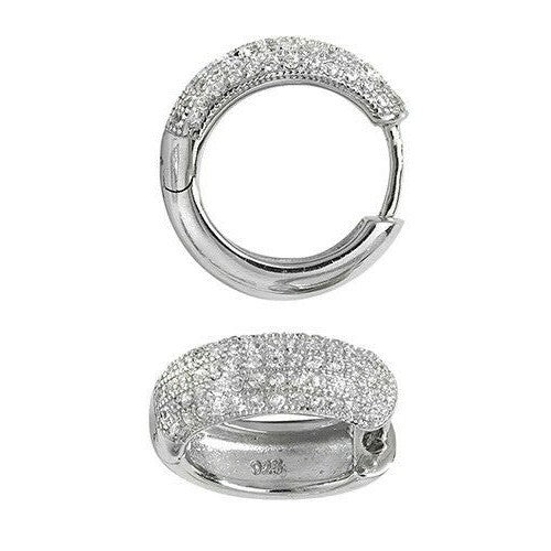 Mens Huggie Hoop Earring Cubic Zirconia Solid Sterling Silver Gents 