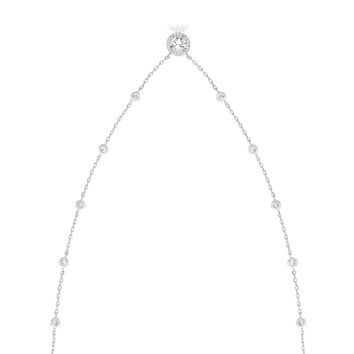 Solitaire Station Set Necklace Sterling Silver 925 Hallmarked British Made