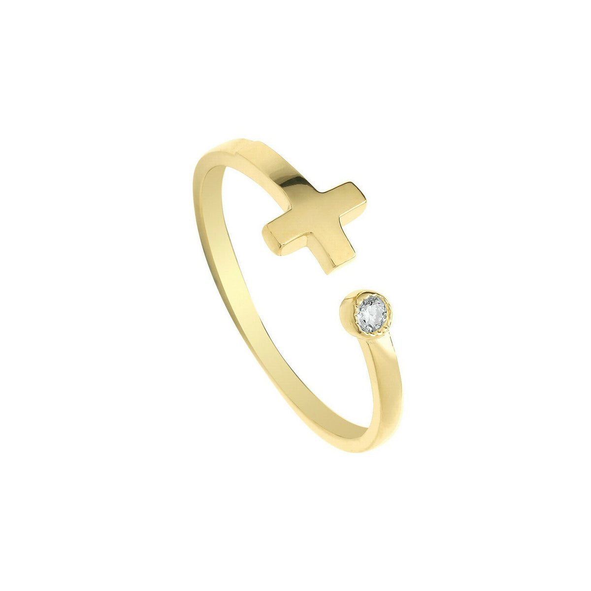 Gemstone Open Cross Ring 9ct Yellow Gold Hallmarked Sizes J - R British Made