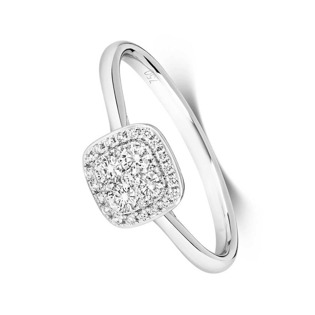 Natural Diamond Statement Cluster Ring 18ct White Gold Hallmarked Sizes J - Q