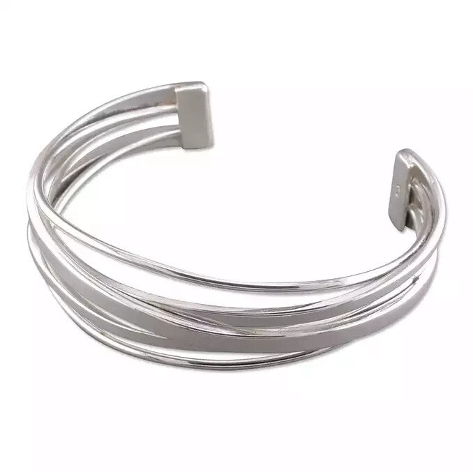 5 Strand Crossover Bangle Sterling Silver 925 Hallmarked British Made Brand New
