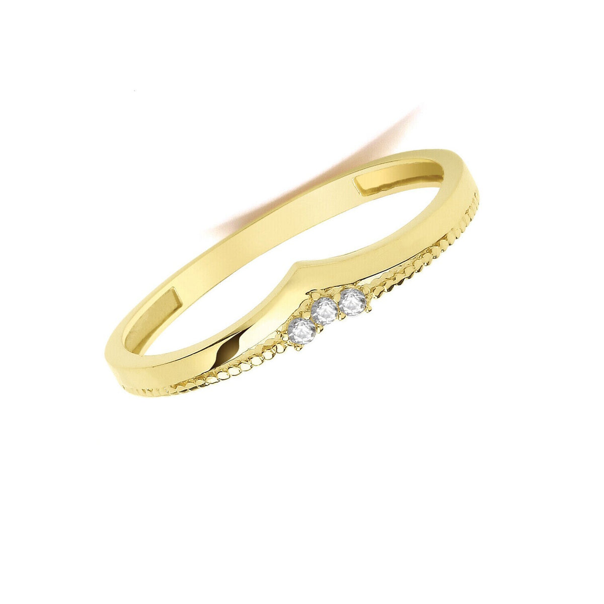 3 Stone Wishbone Ring 9ct Yellow Gold Hallmarked Sizes J - T  British Made