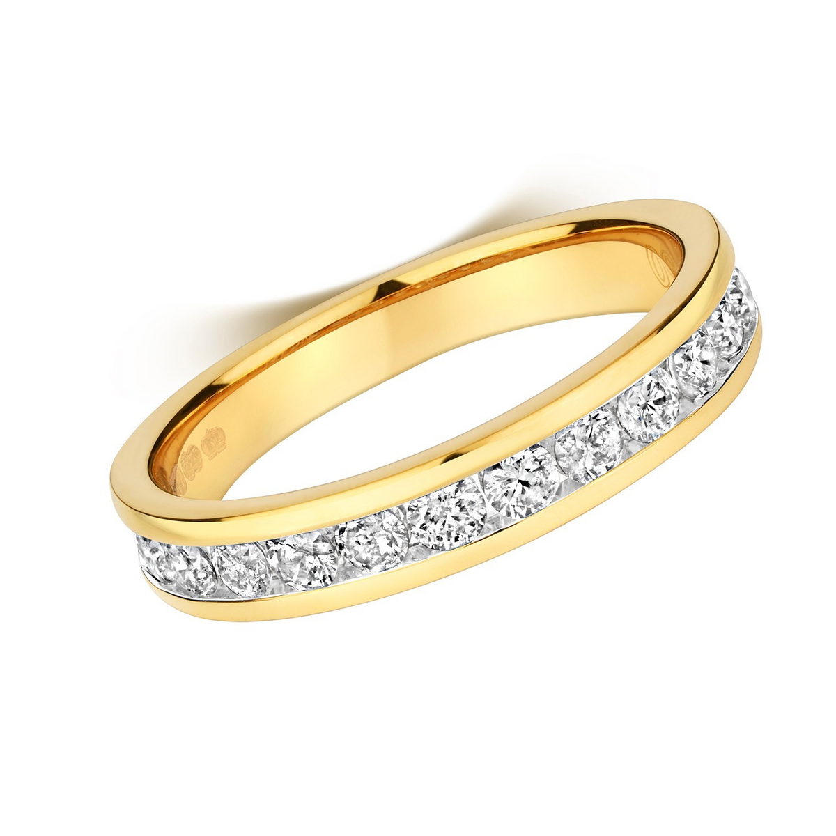 12 Natural Diamond Eternity Ring 18ct Yellow Gold Hallmarked Sizes J - Q