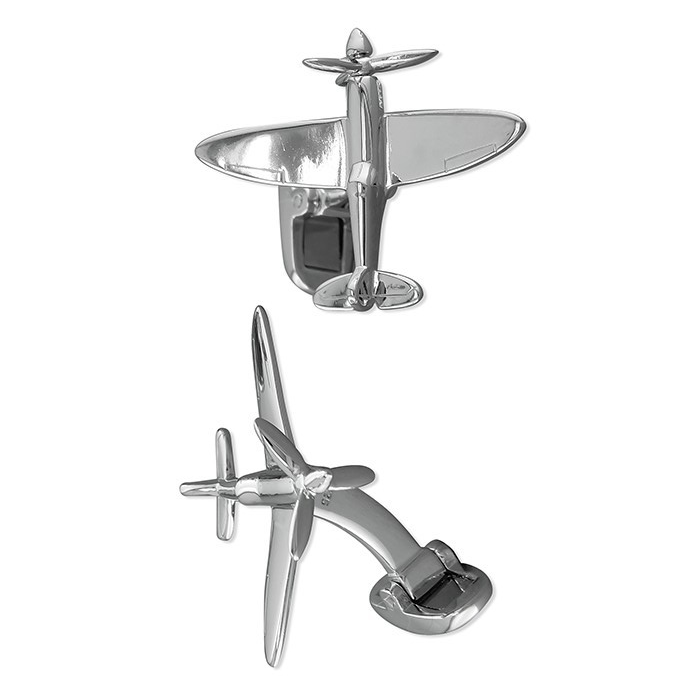 Solid Sterling Silver Spitfire Cufflink Set Men's 925 Hallmarked British Made