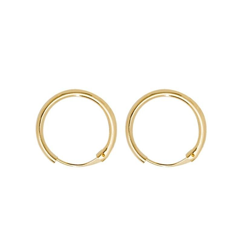 Yellow Gold Hinged Sleeper Earrings 13mm British Made 9 Carat Hoop Creole Hoops