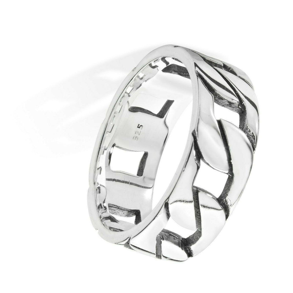 Men's Sterling Silver Chain Ring Engagement Gents 925 Hallmark Sizes R - Z