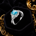Sterling Silver Aquamarine Ring 925 Hallmarked Size J - R British Made