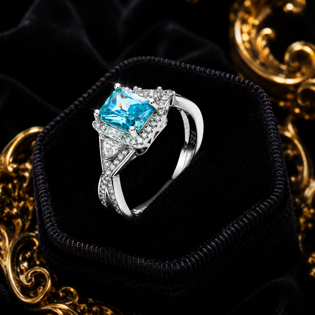 Sterling Silver Aquamarine Ring 925 Hallmarked Size J - R British Made