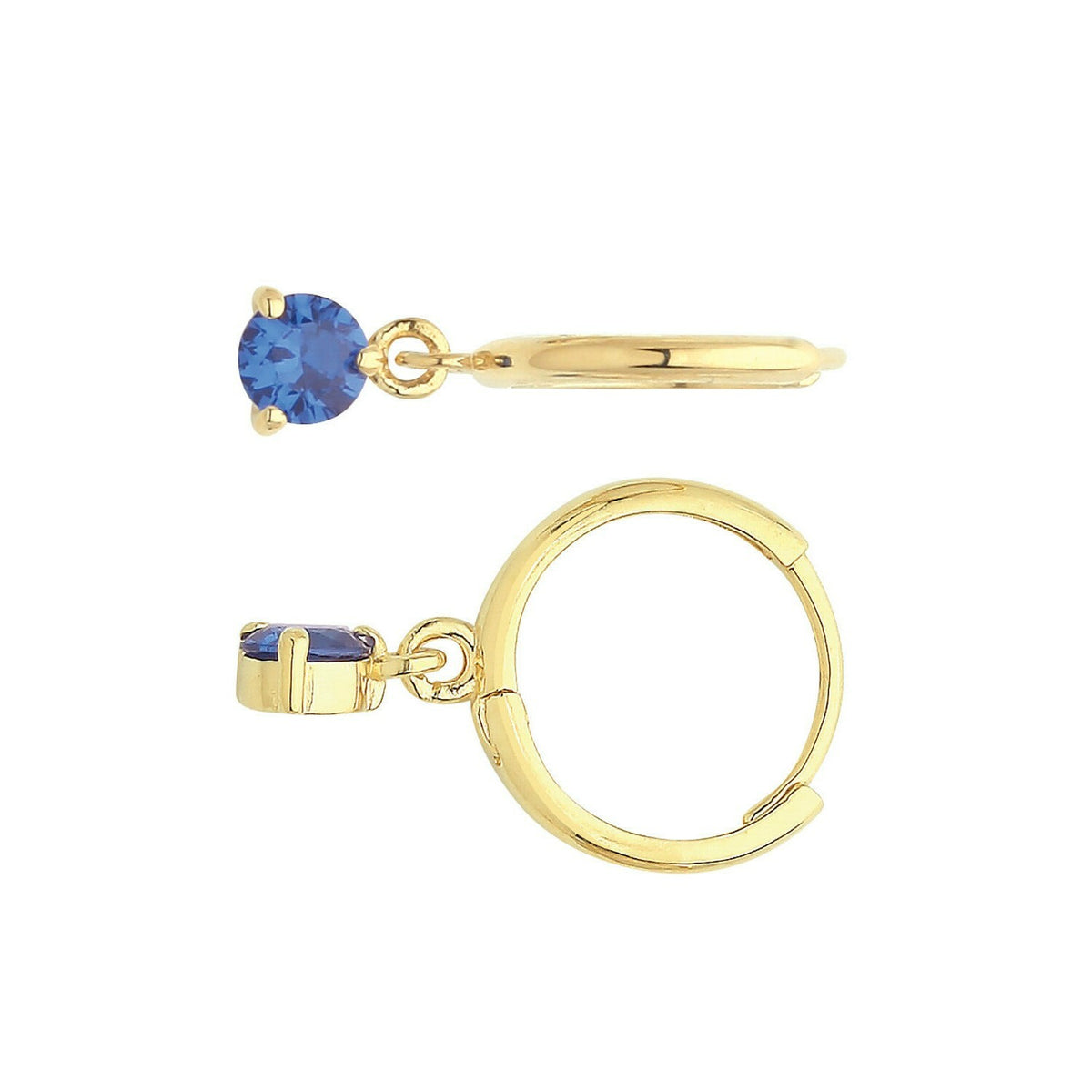 Yellow Gold Sapphire Earrings Drop Hoops Natural Stone 375 9 Carat New Boxed
