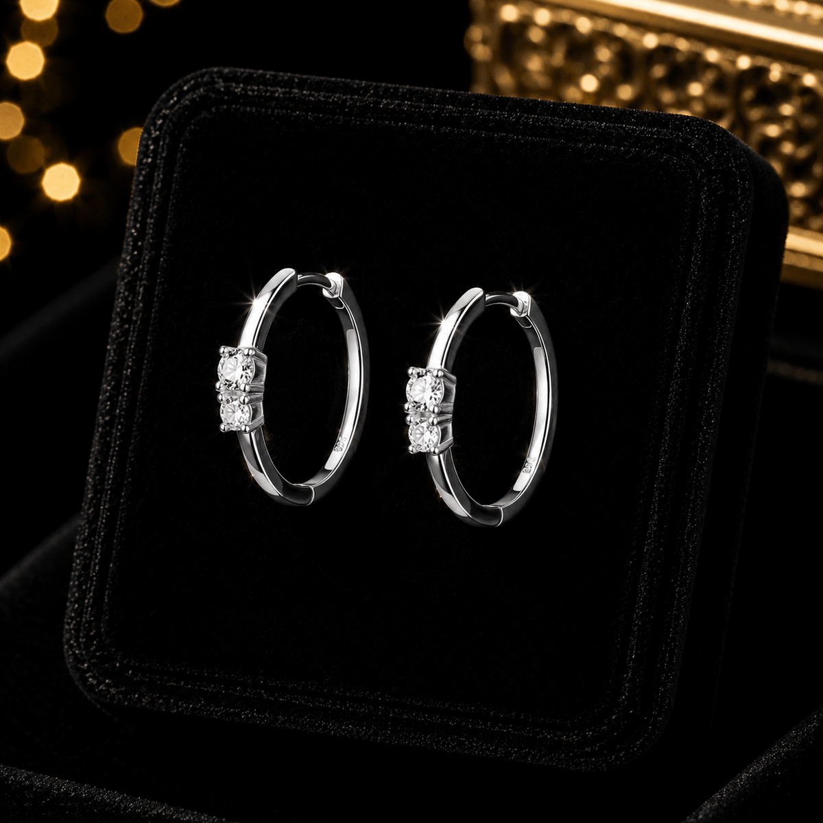 15mm Prong Gemstone Hoop Earrings Sterling Silver 925 Hallmarked Brand New Boxed