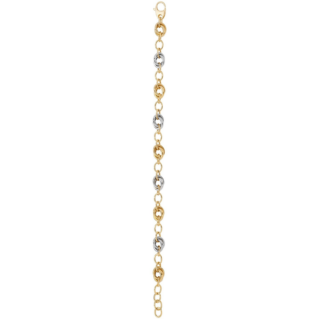 Fancy Oval Link Bracelet 9ct 2 Tone Gold 375 Hallmarked British Made Brand New