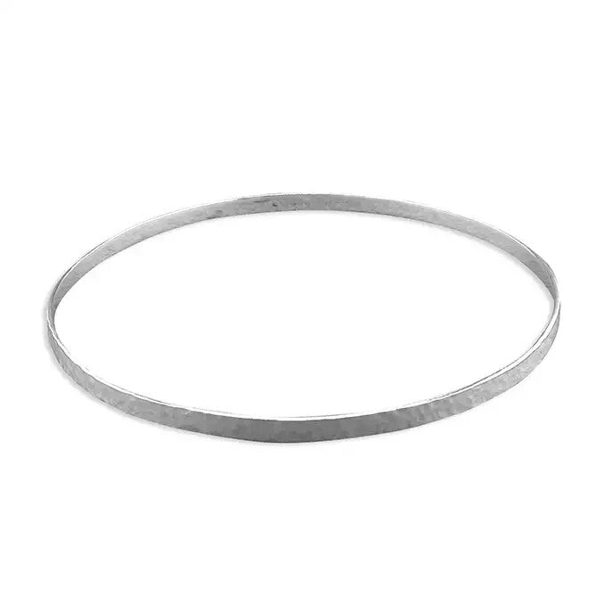 3mm Hammered Bangle On Sterling Silver British Made 925 Hallmarked Brand New