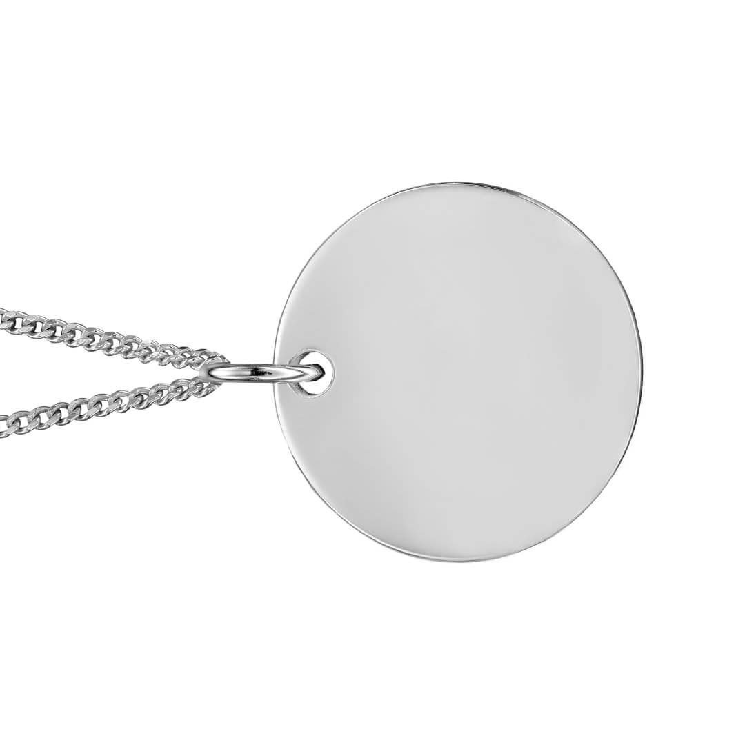 18mm Engravable Disc Pendant Sterling Silver 925 Hallmarked All Chain Lengths
