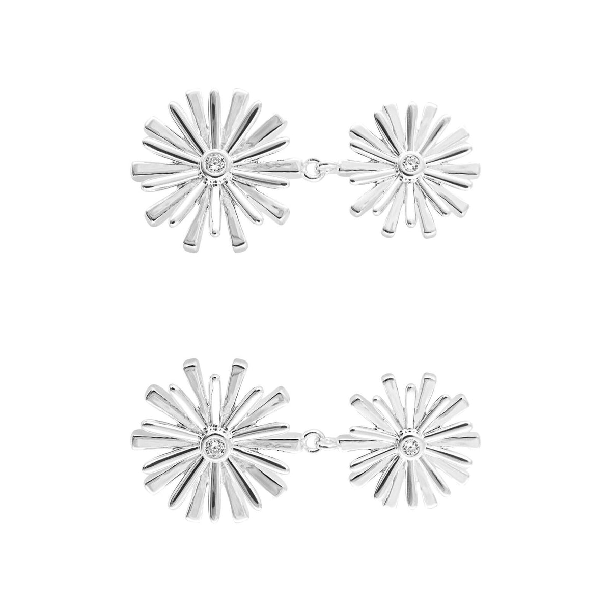 Double Flower Drop Earrings Sterling Silver 925 Hallmarked Brand New Boxed