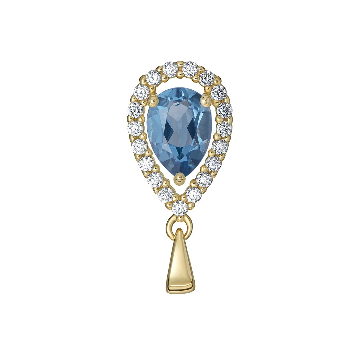Teardrop Natural Blue Topaz 9ct Yellow Gold Pendant Hallmarked All Chain Lengths