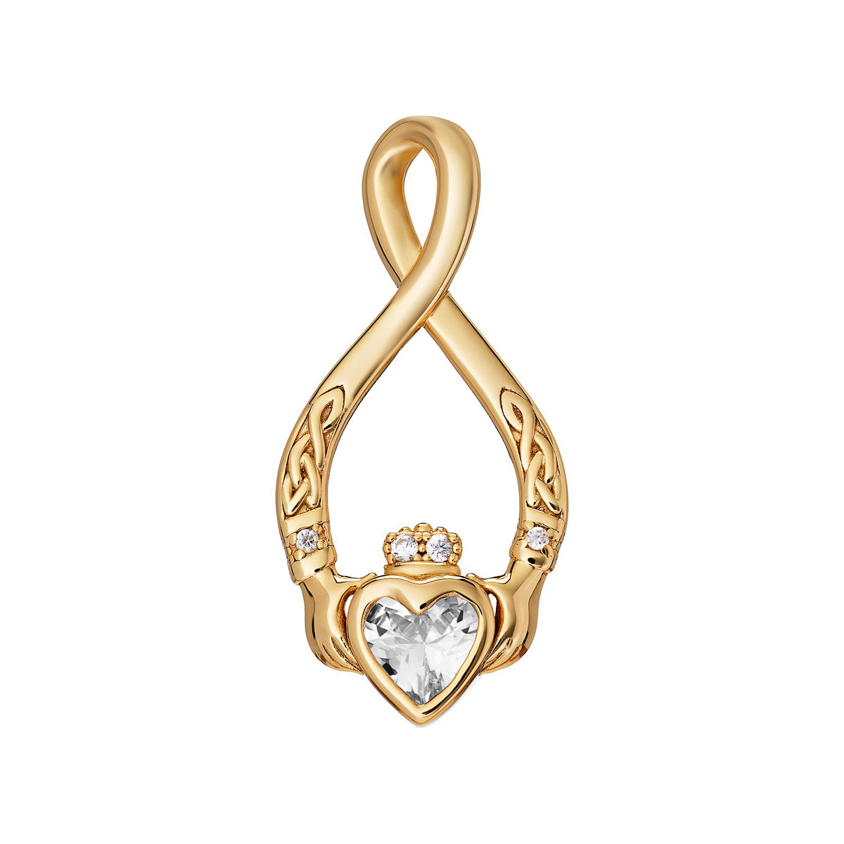 Celtic Claddagh Pendant 9ct Yellow Gold Plated Hallmarked All Chain Lengths