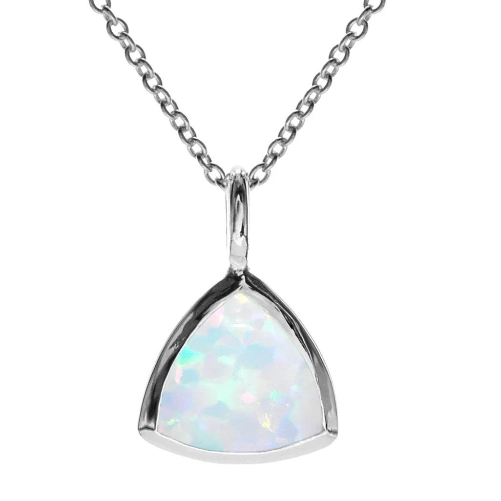 Trillion Cut Opal Necklace Solid Sterling Silver 925 Hallmarked British Made