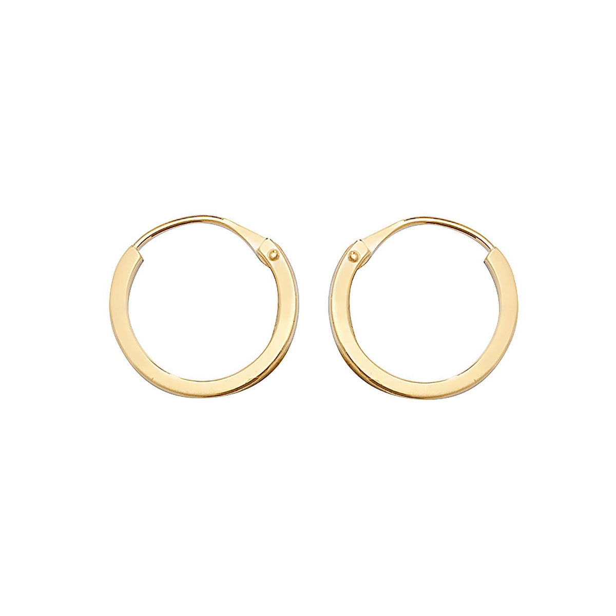 9ct Yellow Gold Sleeper Hoop Earrings 375 Hallmarked 8mm - 14mm Diameter