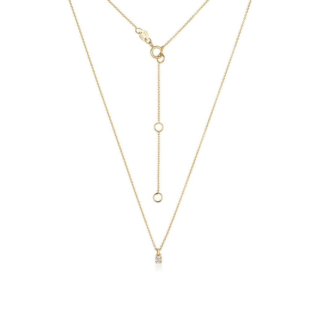 1 Natural Diamond 4 Claw Necklace 18ct Yellow Gold Hallmarked British Made