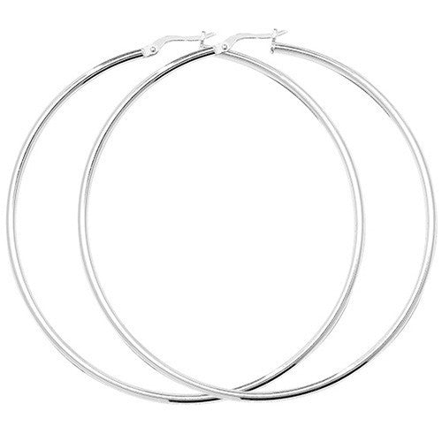 Plain Sterling Silver Hoop Earrings 925 Hallmarked 25mm - 60mm Diameter