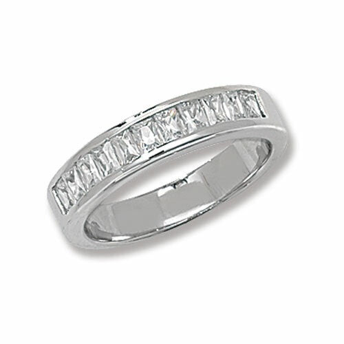 Sterling Silver Eternity Baguette Ring Anniversary 925 Hallmarked Size L - T