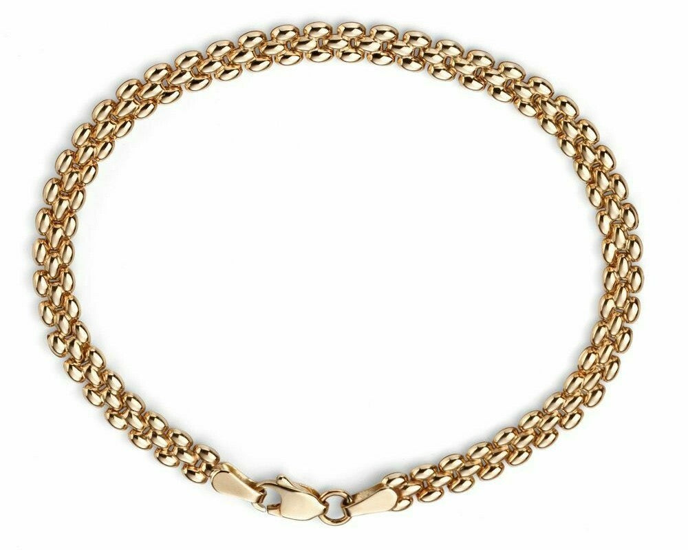 9ct Yellow Gold Linked Bracelet (18.4cm) 375 Hallmarked British Made