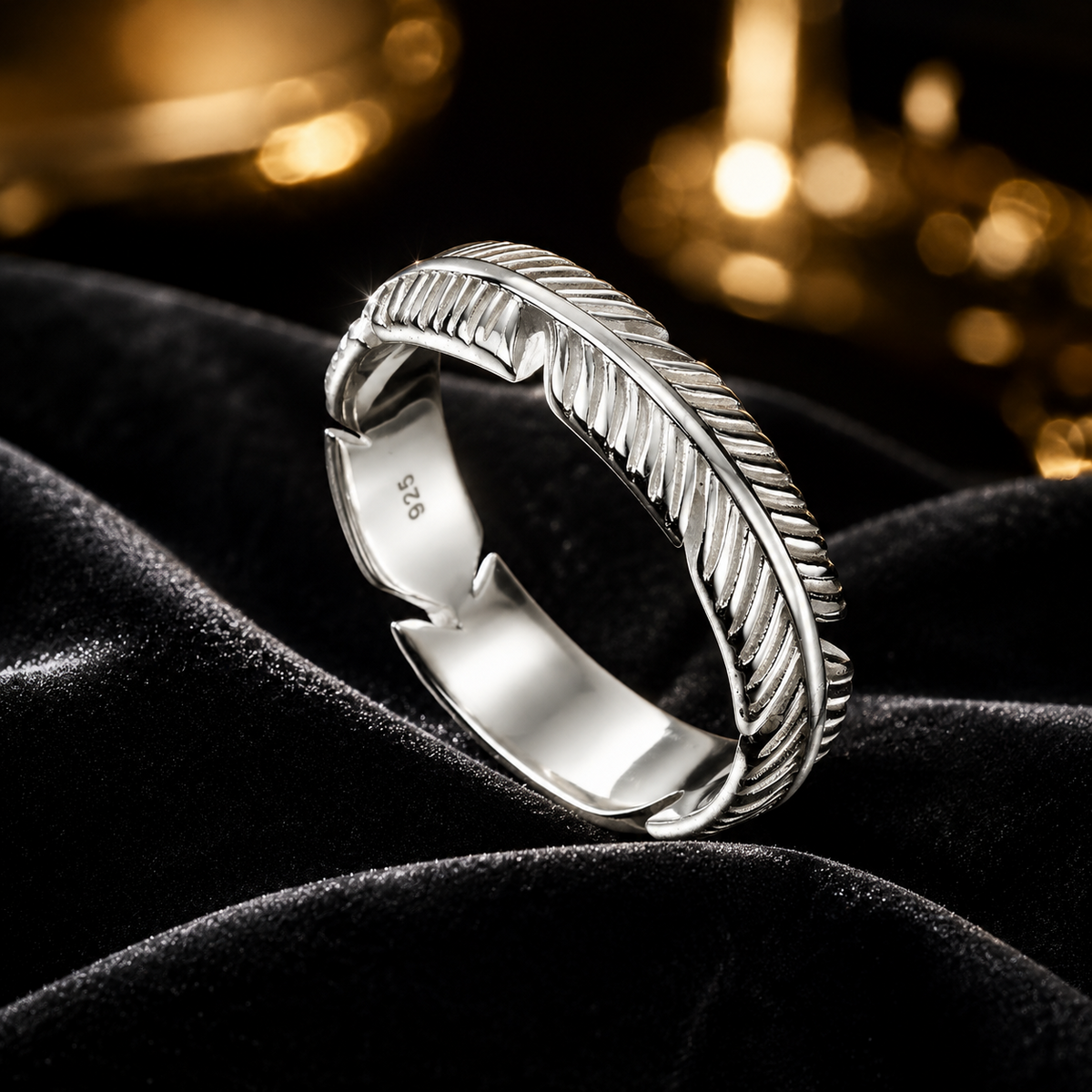 Sterling Silver Feather Band Ring 925 Hallmarked Size K - S British Made