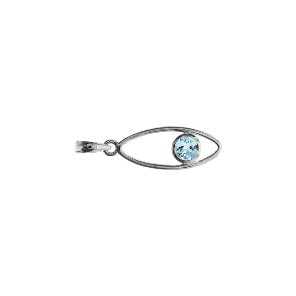 Blue Topaz Eclipse Pendant Sterling Silver 925 Hallmarked All Chain Lengths