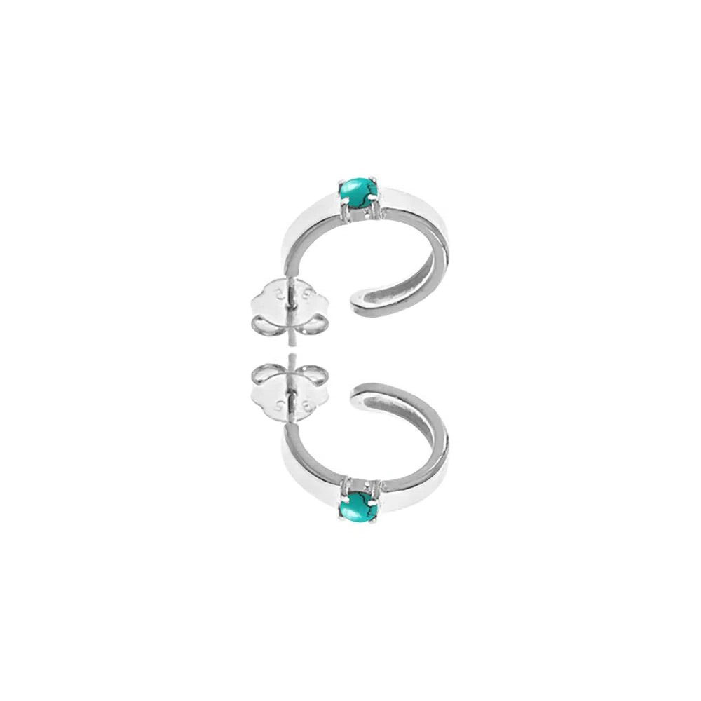Turquoise Huggie Hoop Earrings Sterling Silver 925 Hallmarked Brand New Boxed