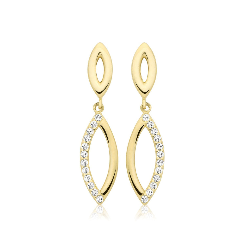12 Stone Marquise Drop Earrings 9ct Yellow Gold 375 Hallmarked Brand New Boxed