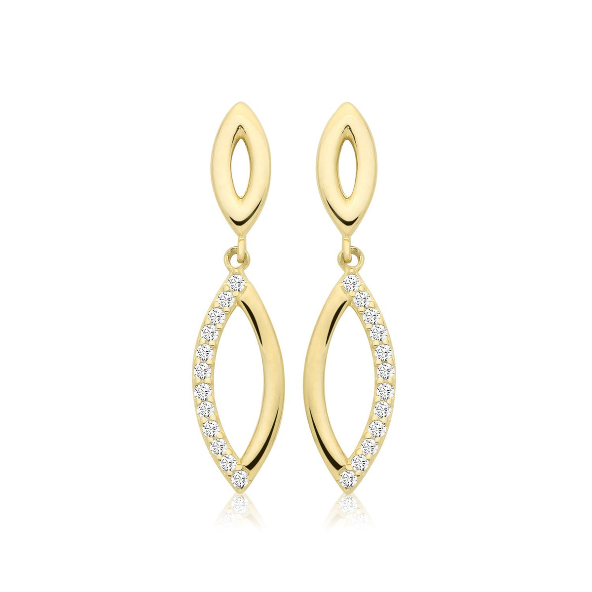12 Stone Marquise Drop Earrings 9ct Yellow Gold 375 Hallmarked Brand New Boxed