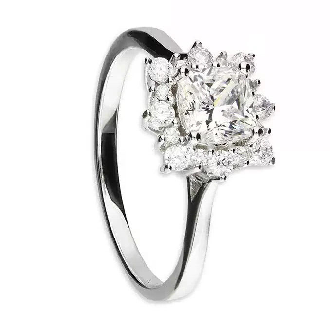 Snowflake Cluster Ring Sterling Silver 925 Hallmarked British Made Size L - R