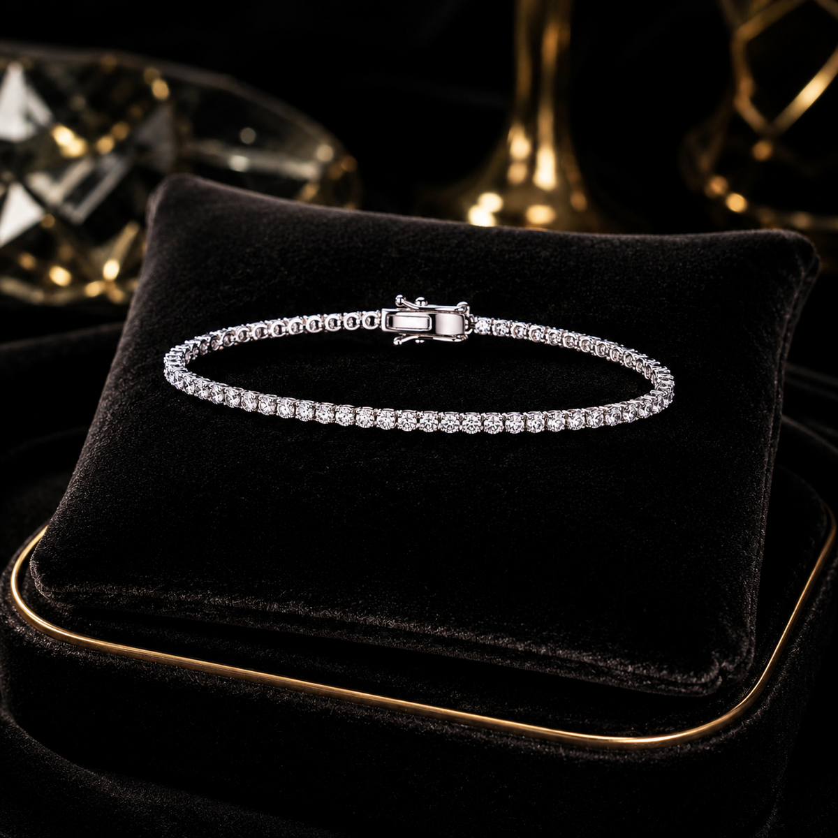 Lab Grown Diamond 18ct White Gold Tennis Bracelet  Hallmarked British Made