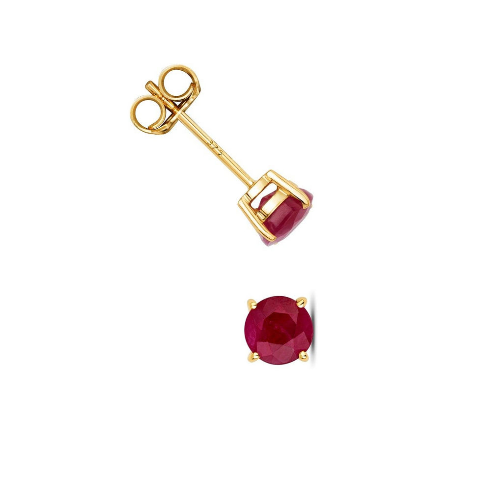 Yellow Gold 4 Claw Ruby Earrings 9ct 375 Hallmarked New Boxed British Made