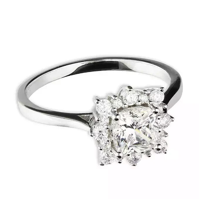 Snowflake Cluster Ring Sterling Silver 925 Hallmarked British Made Size L - R