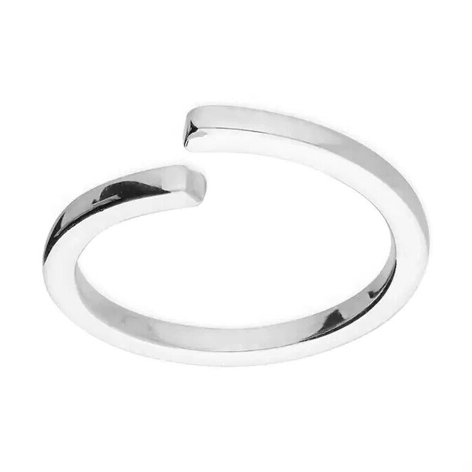 Square Cut Wrap Ring Sterling Silver 925 Hallmarked British Made Size L - Q