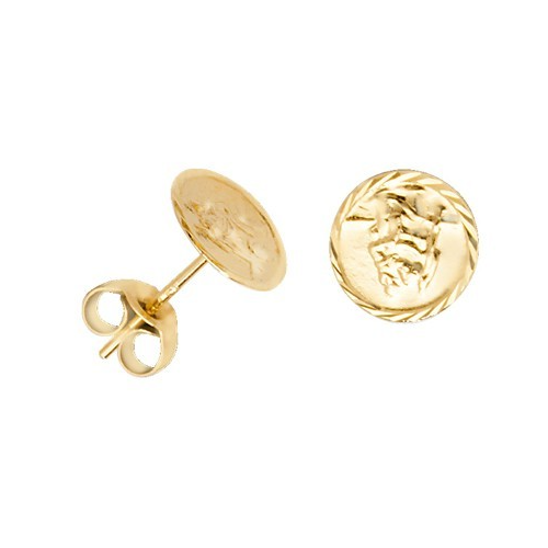St Christopher Stud Earrings 9ct Yellow Gold 375 Hallmarked Brand New Boxed