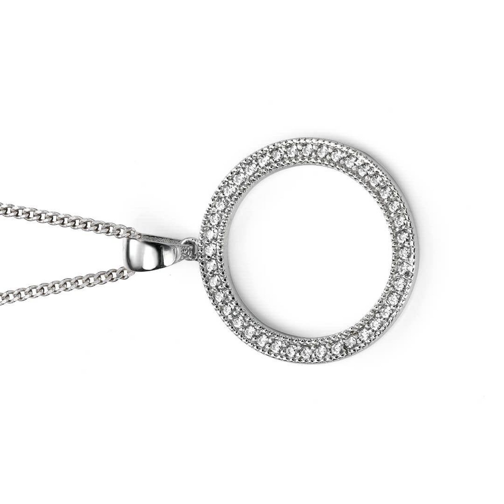 Channel Set Circle Pendant Sterling Silver 925 Hallmarked All Chain Lengths
