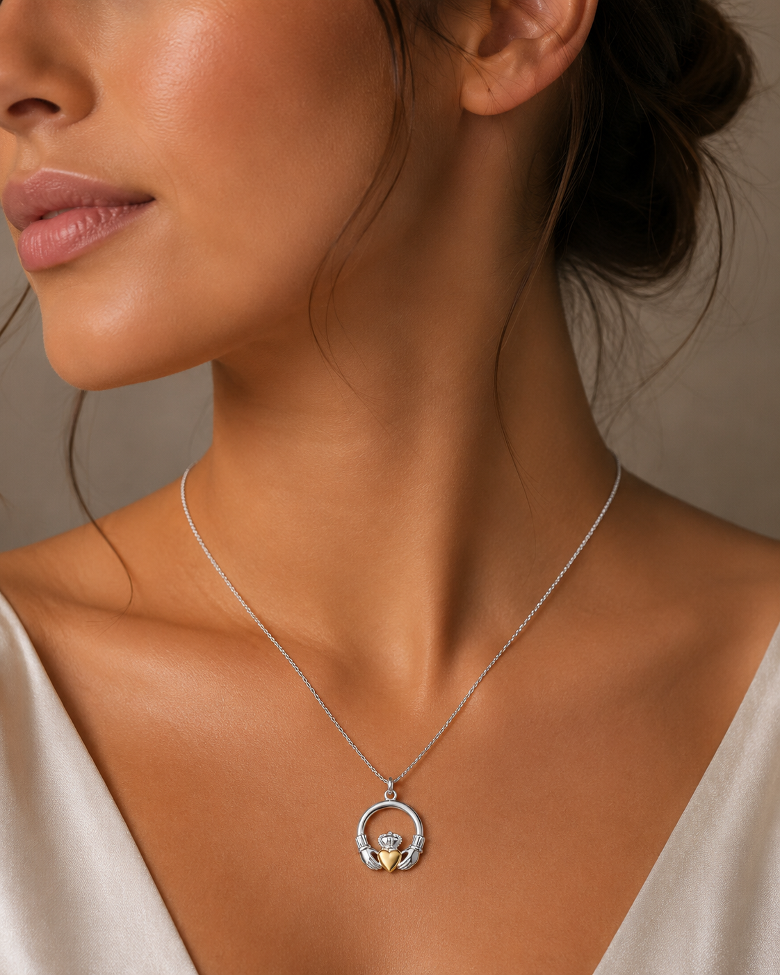 Celtic Claddagh Pendant 9ct Yellow Gold Plated Hallmarked All Chain Lengths