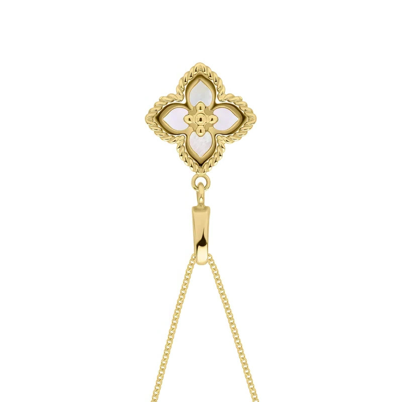 Floral Mother Of Pearl Pendant 9ct Yellow Gold 375 Hallmarked British Made
