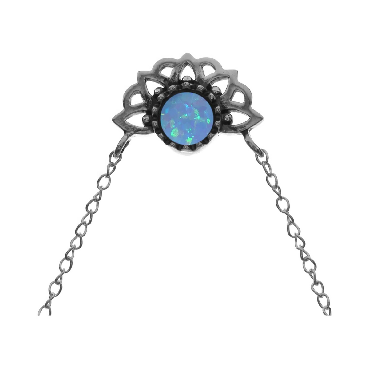 Vintage Blue Opal Necklace Solid Sterling Silver 925 Hallmarked British Made
